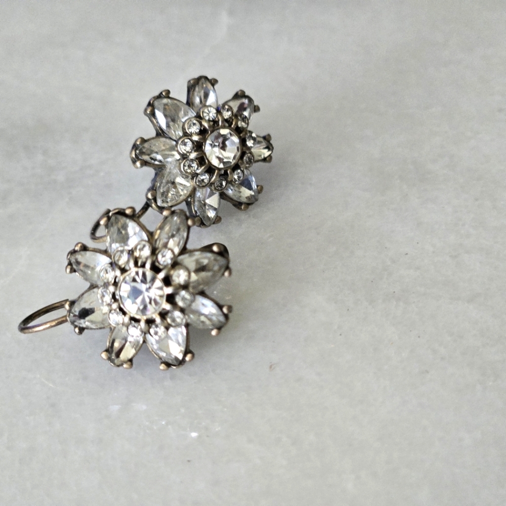 Vitage Gorgeous Silver Brass Tone "cti" Signed Pierced Earrings